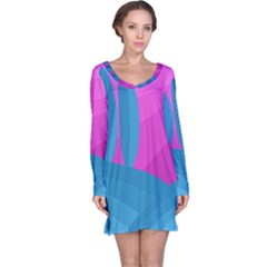 Pink And Blue Landscape Long Sleeve Nightdress by Valentinaart