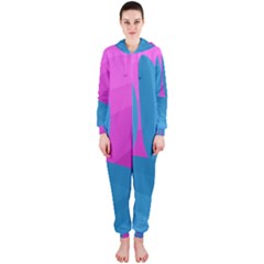 Pink And Blue Landscape Hooded Jumpsuit (ladies) 