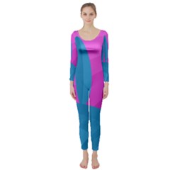 Pink And Blue Landscape Long Sleeve Catsuit