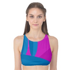 Pink And Blue Landscape Tank Bikini Top