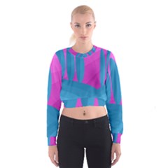 Pink And Blue Landscape Women s Cropped Sweatshirt