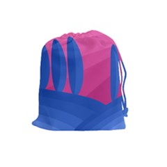 Magenta And Blue Landscape Drawstring Pouches (large) 