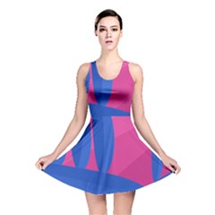 Magenta And Blue Landscape Reversible Skater Dress