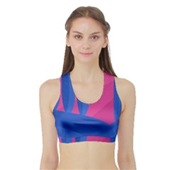 Magenta And Blue Landscape Sports Bra With Border