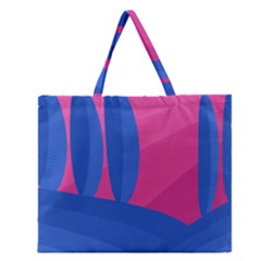 Magenta And Blue Landscape Zipper Large Tote Bag by Valentinaart