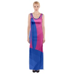 Magenta And Blue Landscape Maxi Thigh Split Dress by Valentinaart