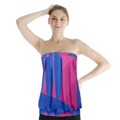 Magenta And Blue Landscape Strapless Top by Valentinaart