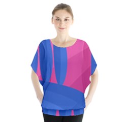 Magenta And Blue Landscape Blouse