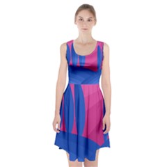 Magenta And Blue Landscape Racerback Midi Dress by Valentinaart