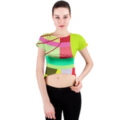 Colorful Abstraction By Moma Crew Neck Crop Top