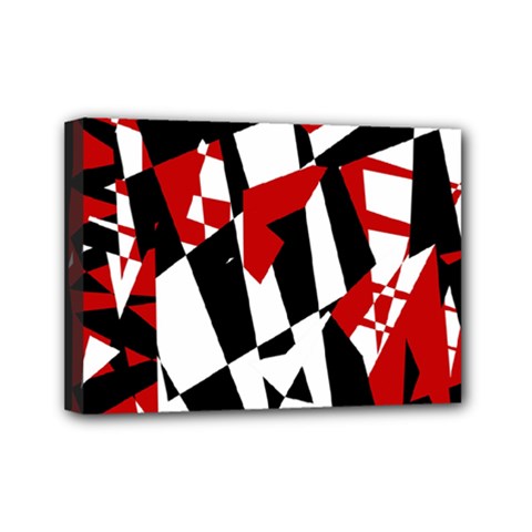 Red, Black And White Chaos Mini Canvas 7  X 5 