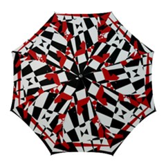 Red, Black And White Chaos Golf Umbrellas