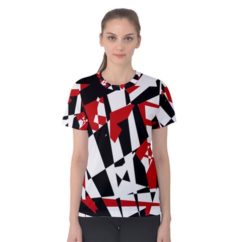 Red, Black And White Chaos Women s Cotton Tee by Valentinaart