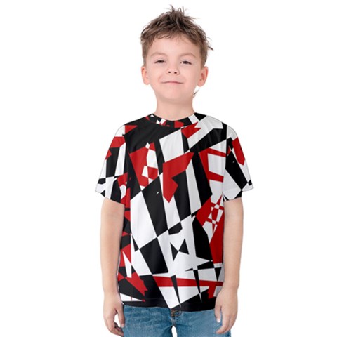 Red, Black And White Chaos Kid s Cotton Tee by Valentinaart