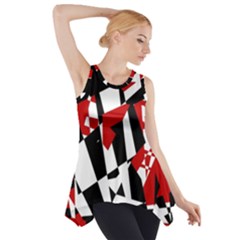 Red, Black And White Chaos Side Drop Tank Tunic by Valentinaart