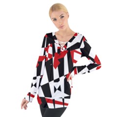 Red, Black And White Chaos Women s Tie Up Tee