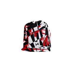 Red, Black And White Chaos Drawstring Pouches (xs)  by Valentinaart