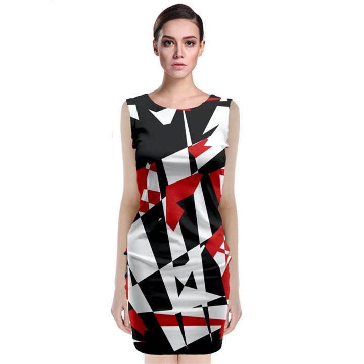 Red, black and white chaos Classic Sleeveless Midi Dress