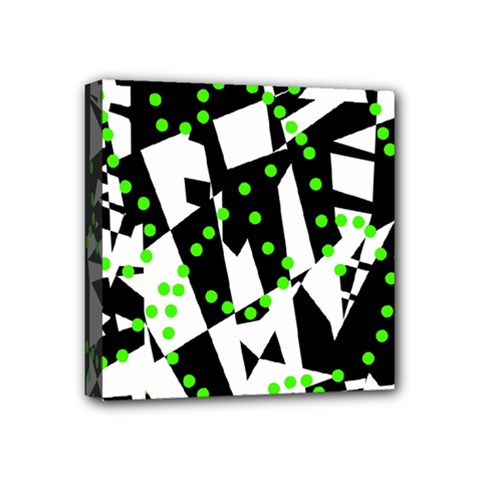 Black, White And Green Chaos Mini Canvas 4  X 4 