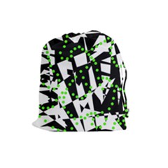 Black, White And Green Chaos Drawstring Pouches (large) 