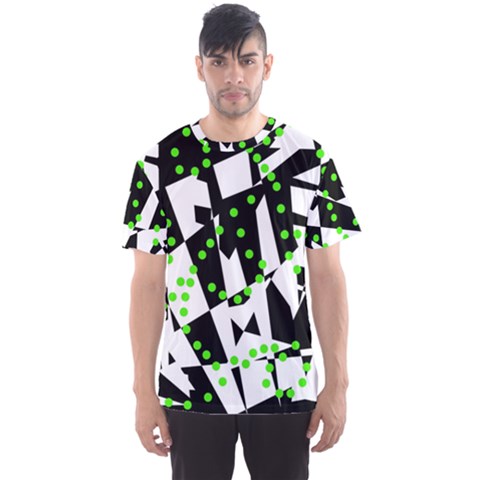 Black, White And Green Chaos Men s Sport Mesh Tee by Valentinaart