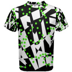 Black, White And Green Chaos Men s Cotton Tee by Valentinaart