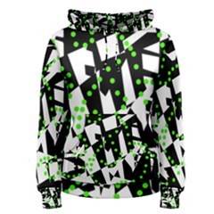 Black, White And Green Chaos Women s Pullover Hoodie by Valentinaart