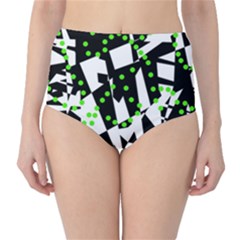 Black, White And Green Chaos High-waist Bikini Bottoms by Valentinaart