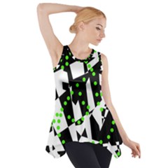 Black, White And Green Chaos Side Drop Tank Tunic by Valentinaart