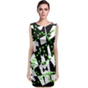 Black, white and green chaos Classic Sleeveless Midi Dress View1