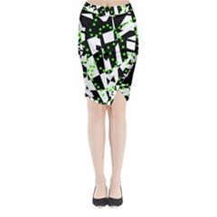 Black, White And Green Chaos Midi Wrap Pencil Skirt by Valentinaart