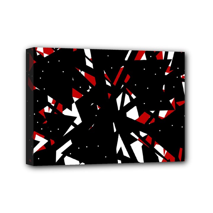 Black, red and white chaos Mini Canvas 7  x 5 