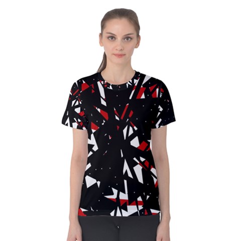 Black, Red And White Chaos Women s Cotton Tee by Valentinaart