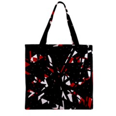 Black, Red And White Chaos Zipper Grocery Tote Bag