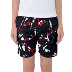 Black, Red And White Chaos Women s Basketball Shorts