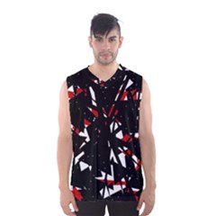 Black, Red And White Chaos Men s Basketball Tank Top by Valentinaart