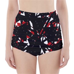 Black, Red And White Chaos High-waisted Bikini Bottoms