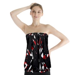 Black, Red And White Chaos Strapless Top