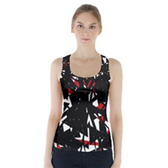 Black, Red And White Chaos Racer Back Sports Top by Valentinaart