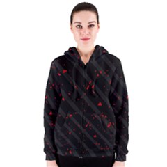 Black And Red Women s Zipper Hoodie by Valentinaart