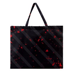 Black And Red Zipper Large Tote Bag