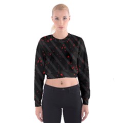 Black And Red Women s Cropped Sweatshirt