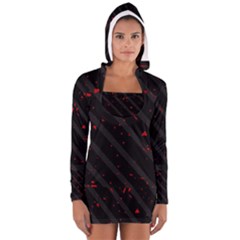 Black And Red Women s Long Sleeve Hooded T-shirt