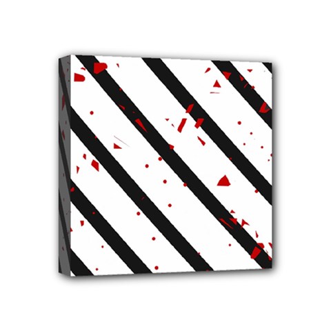 Elegant Black, Red And White Lines Mini Canvas 4  X 4 