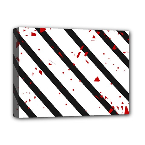 Elegant Black, Red And White Lines Deluxe Canvas 16  X 12  