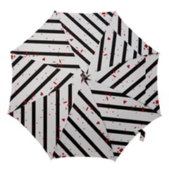 Elegant Black, Red And White Lines Hook Handle Umbrellas (large)