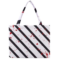 Elegant Black, Red And White Lines Mini Tote Bag