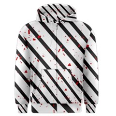 Elegant Black, Red And White Lines Men s Zipper Hoodie by Valentinaart