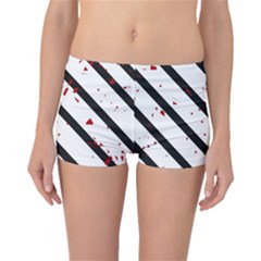 Elegant Black, Red And White Lines Boyleg Bikini Bottoms