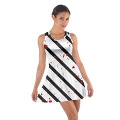 Elegant Black, Red And White Lines Cotton Racerback Dress